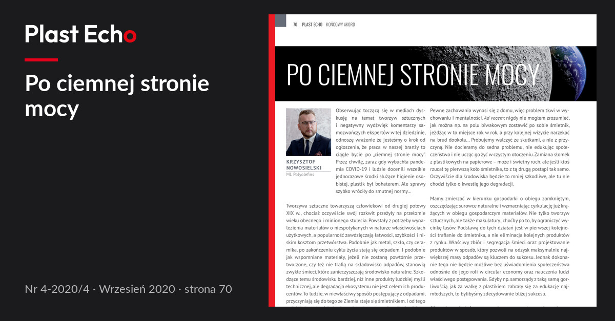 Po ciemnej stronie mocy | Plast Echo 4-2020/4, Wrzesień 2020, s. 70