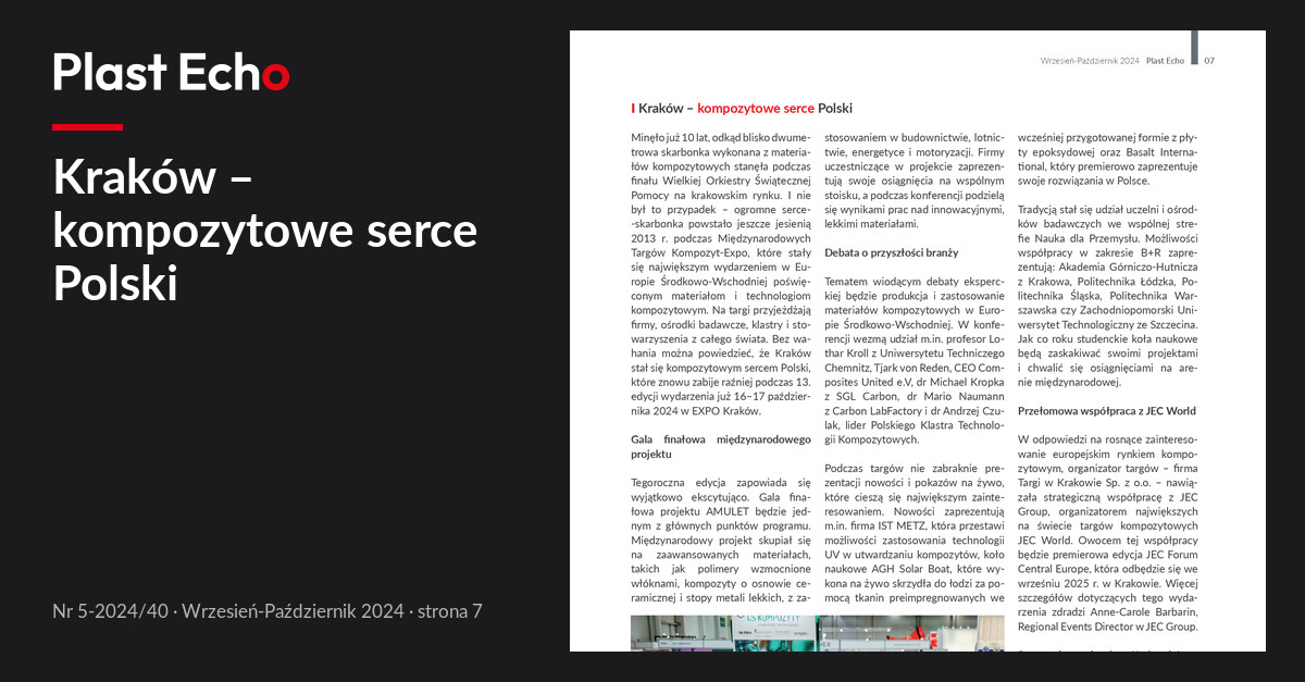 Kraków – kompozytowe serce Polski | Plast Echo 5-2024/40, Wrzesień-Październik 2024, s. 7
