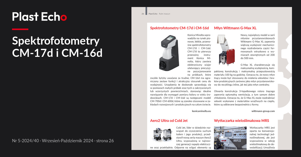 Spektrofotometry CM-17d i CM-16d | Plast Echo 5-2024/40, Wrzesień-Październik 2024, s. 26