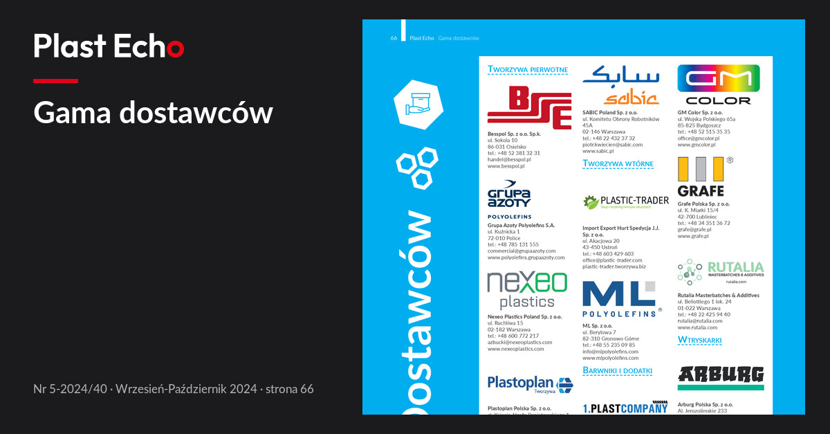 Gama dostawców | Plast Echo 5-2024/40, Wrzesień-Październik 2024, s. 66
