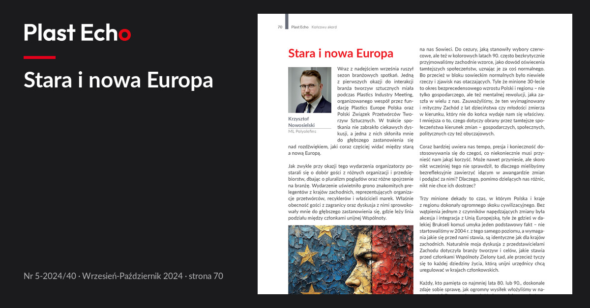 Stara i nowa Europa | Plast Echo 5-2024/40, Wrzesień-Październik 2024, s. 70