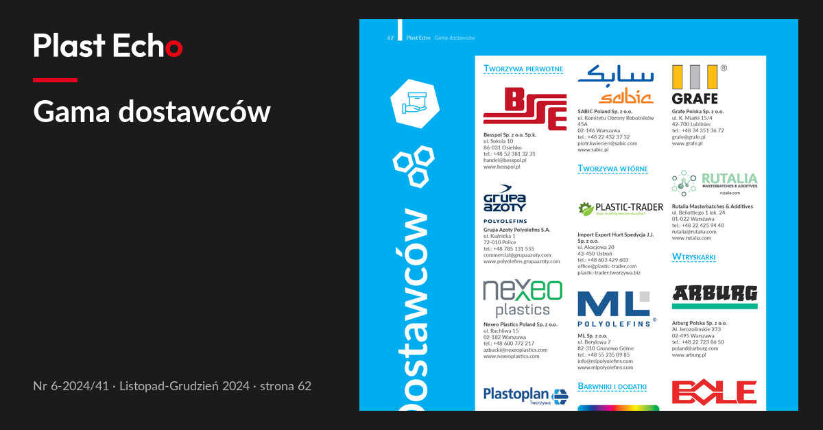 Gama dostawców | Plast Echo 6-2024/41, Listopad-Grudzień 2024, s. 62
