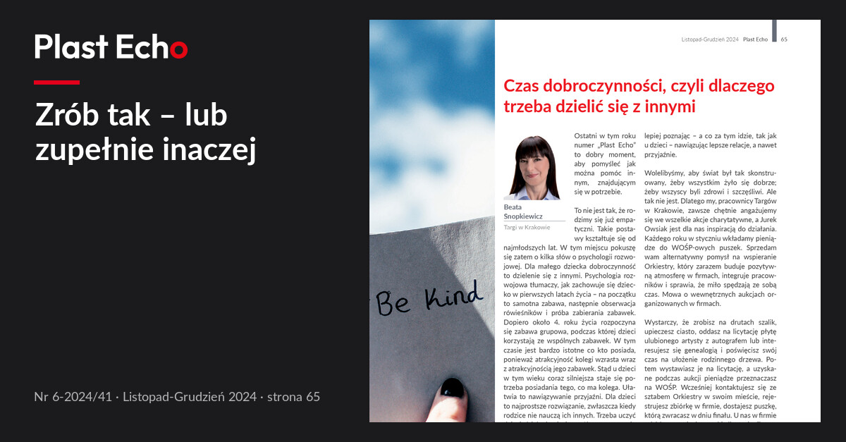 Zrób tak – lub zupełnie inaczej | Plast Echo 6-2024/41, Listopad-Grudzień 2024, s. 65