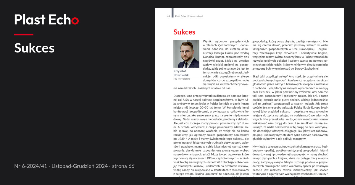 Sukces | Plast Echo 6-2024/41, Listopad-Grudzień 2024, s. 66
