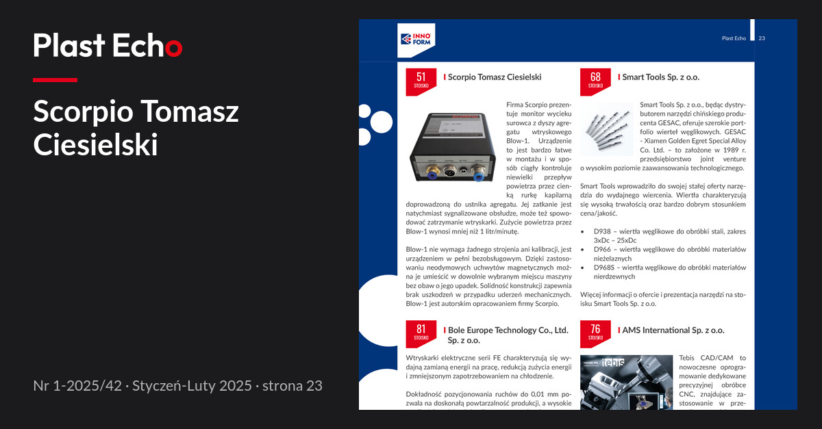 Bole Europe Technology Co., Ltd. Sp. z o.o. | Plast Echo 1-2025/42, Styczeń-Luty 2025, s. 23