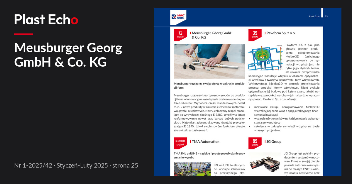 Meusburger Georg GmbH & Co. KG | Plast Echo 1-2025/42, Styczeń-Luty 2025, s. 25