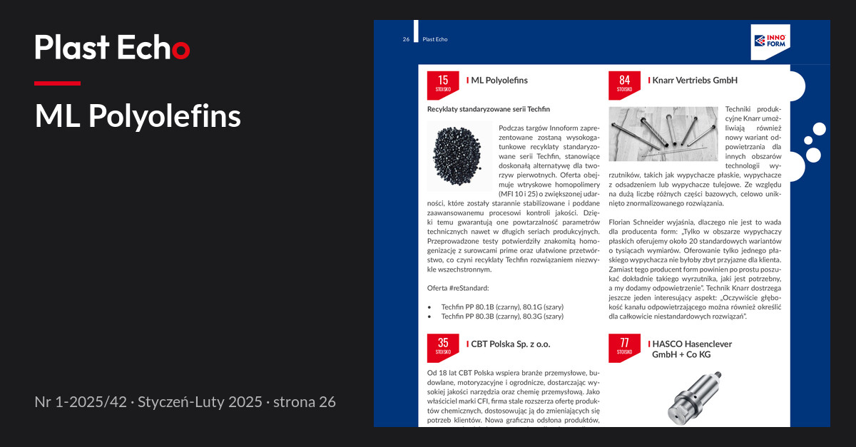 ML Polyolefins | Plast Echo 1-2025/42, Styczeń-Luty 2025, s. 26