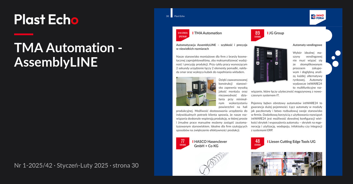 TMA Automation - AssemblyLINE | Plast Echo 1-2025/42, Styczeń-Luty 2025, s. 30