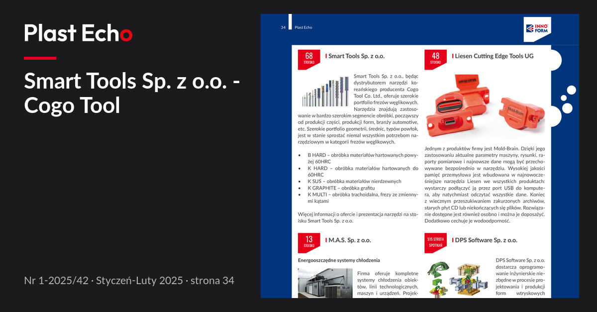 Smart Tools Sp. z o.o. - Cogo Tool | Plast Echo 1-2025/42, Styczeń-Luty 2025, s. 34