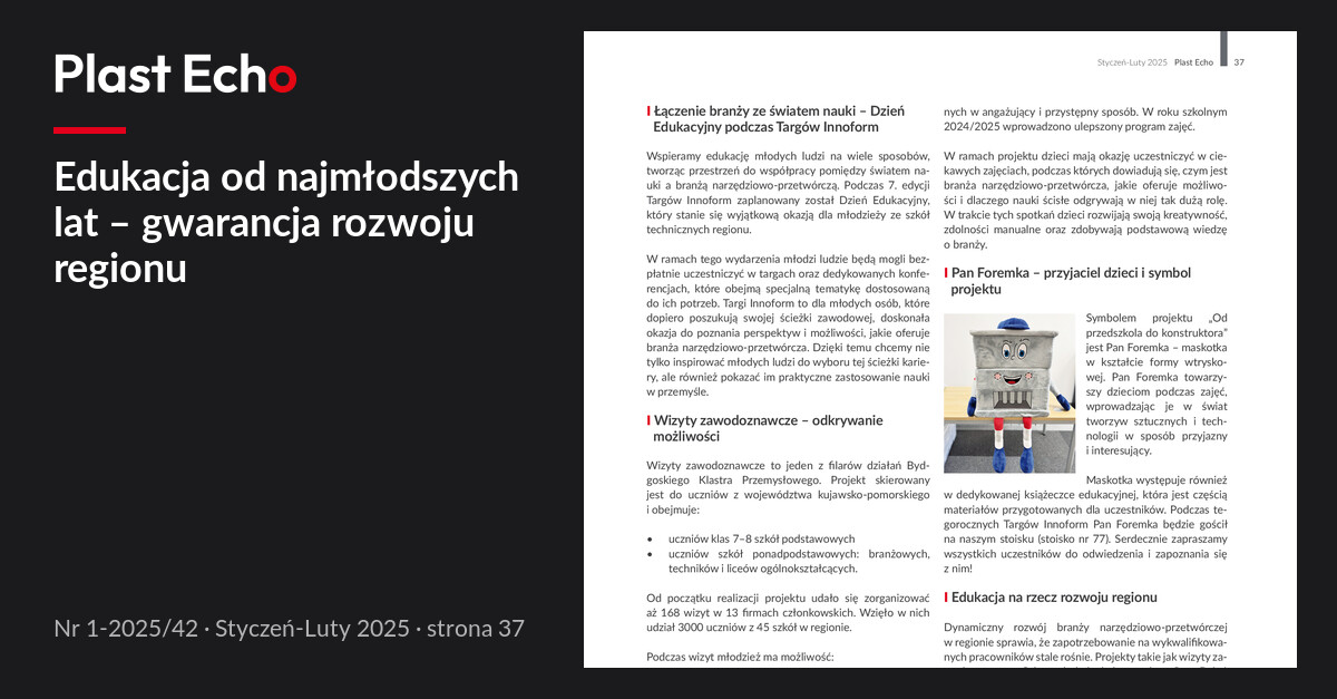 Edukacja od najmłodszych lat – gwarancja rozwoju regionu | Plast Echo 1-2025/42, Styczeń-Luty 2025, s. 37
