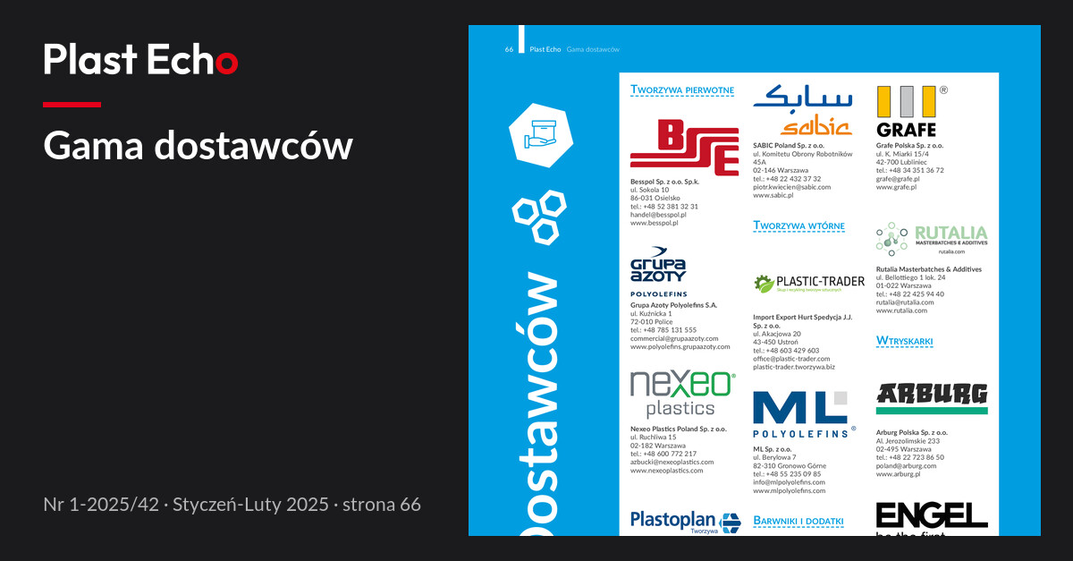 Gama dostawców | Plast Echo 1-2025/42, Styczeń-Luty 2025, s. 66