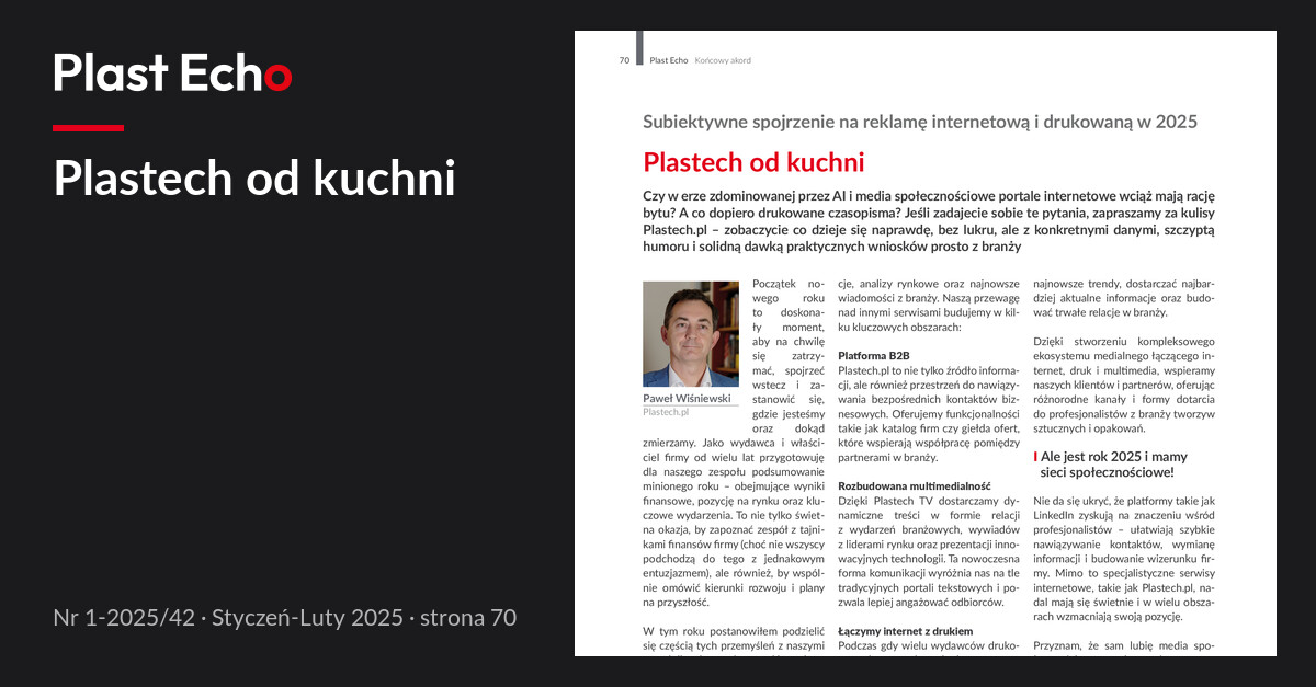 Plastech od kuchni | Plast Echo 1-2025/42, Styczeń-Luty 2025, s. 70