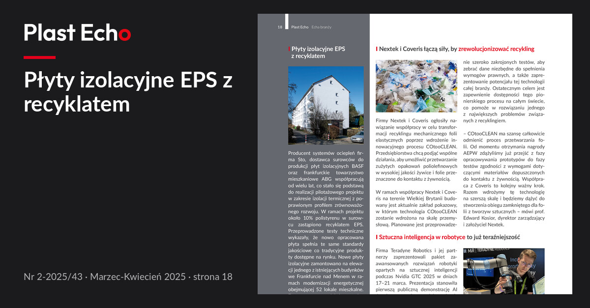 Płyty izolacyjne EPS z recyklatem | Plast Echo 2-2025/43, Marzec-Kwiecień 2025, s. 18