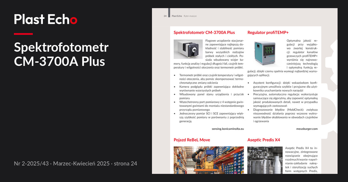 Spektrofotometr CM-3700A Plus | Plast Echo 2-2025/43, Marzec-Kwiecień 2025, s. 24
