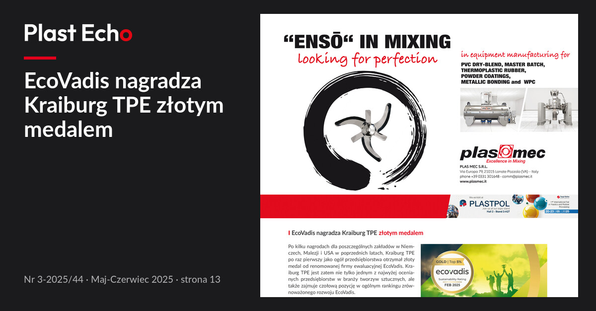 EcoVadis nagradza Kraiburg TPE złotym medalem | Plast Echo 3-2025/44, Maj-Czerwiec 2025, s. 13