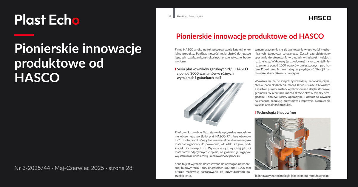 Pionierskie innowacje produktowe od HASCO | Plast Echo 3-2025/44, Maj-Czerwiec 2025, s. 28