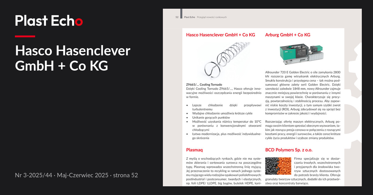 Hasco Hasenclever GmbH + Co KG | Plast Echo 3-2025/44, Maj-Czerwiec 2025, s. 52