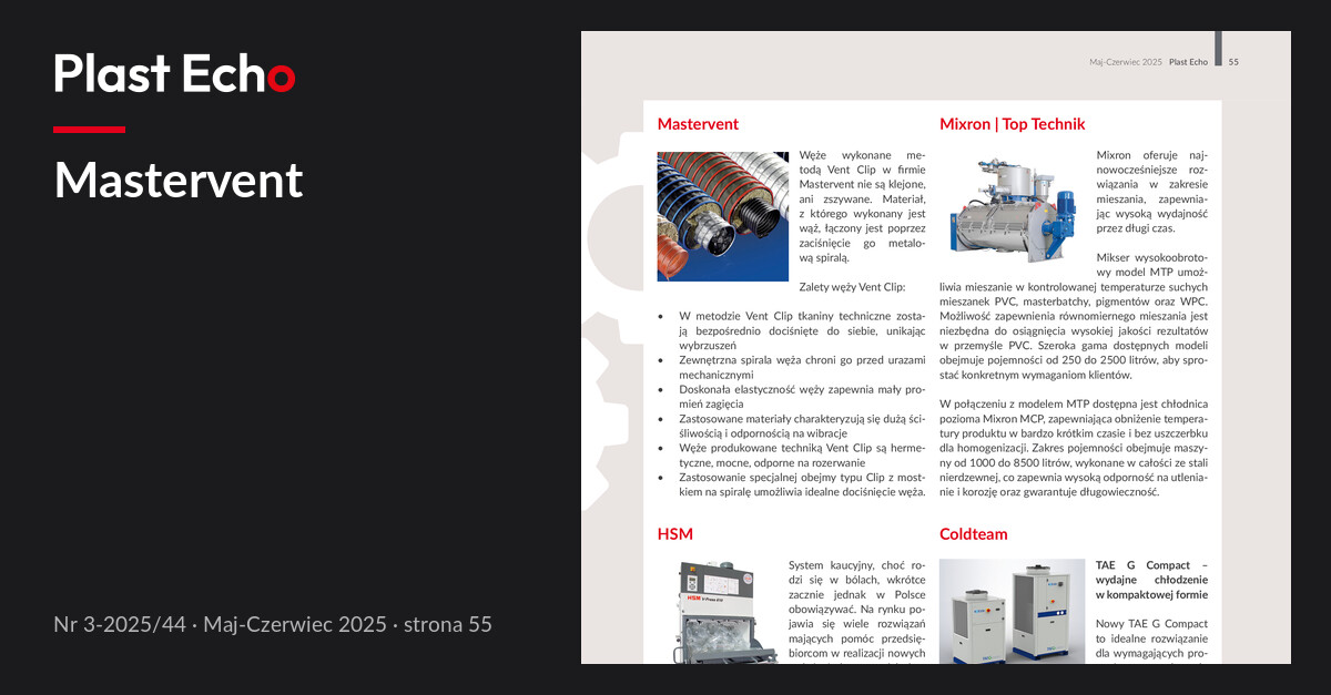 Mastervent | Plast Echo 3-2025/44, Maj-Czerwiec 2025, s. 55