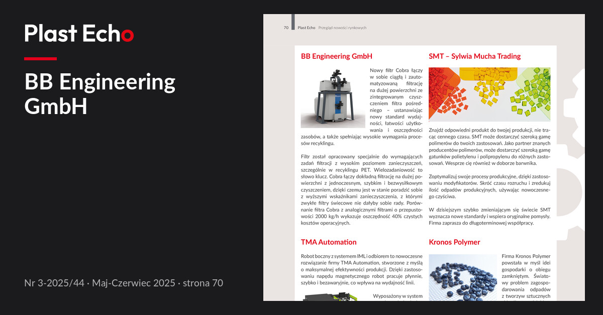 BB Engineering GmbH | Plast Echo 3-2025/44, Maj-Czerwiec 2025, s. 70