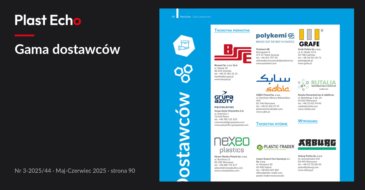 Gama dostawców | Plast Echo 3-2025/44, Maj-Czerwiec 2025, s. 90