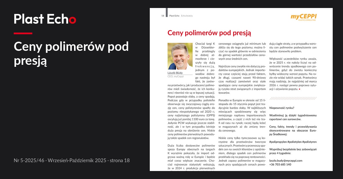 Ceny polimerów pod presją | Plast Echo 5-2025/46, Wrzesień-Październik 2025, s. 18
