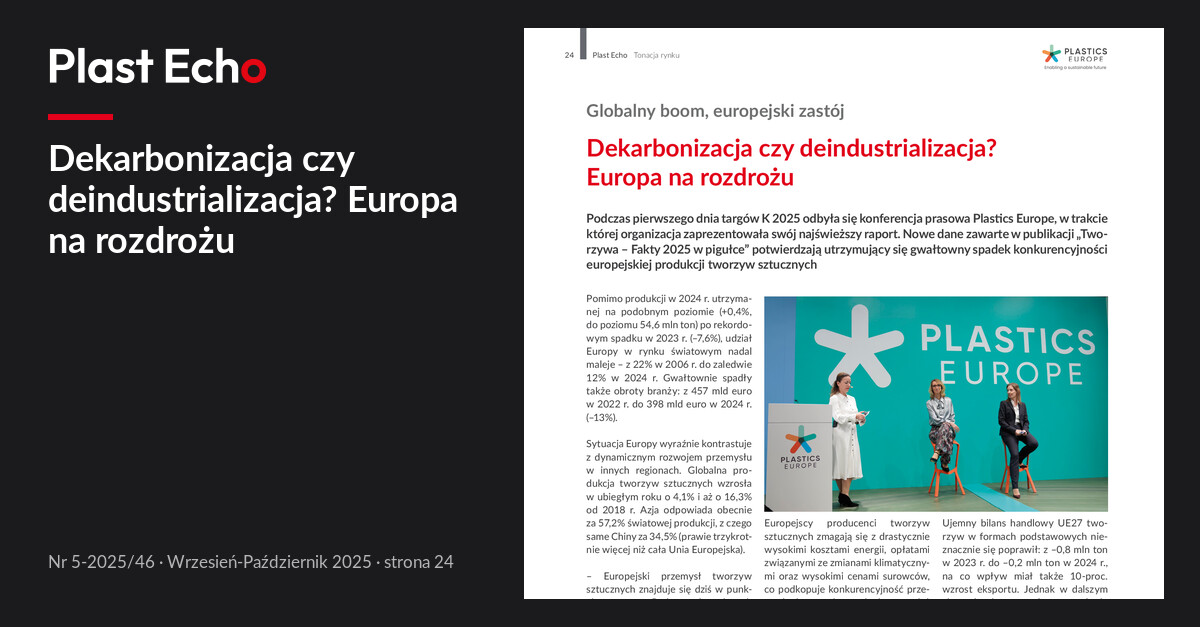 Dekarbonizacja czy deindustrializacja? Europa na rozdrożu | Plast Echo 5-2025/46, Wrzesień-Październik 2025, s. 24