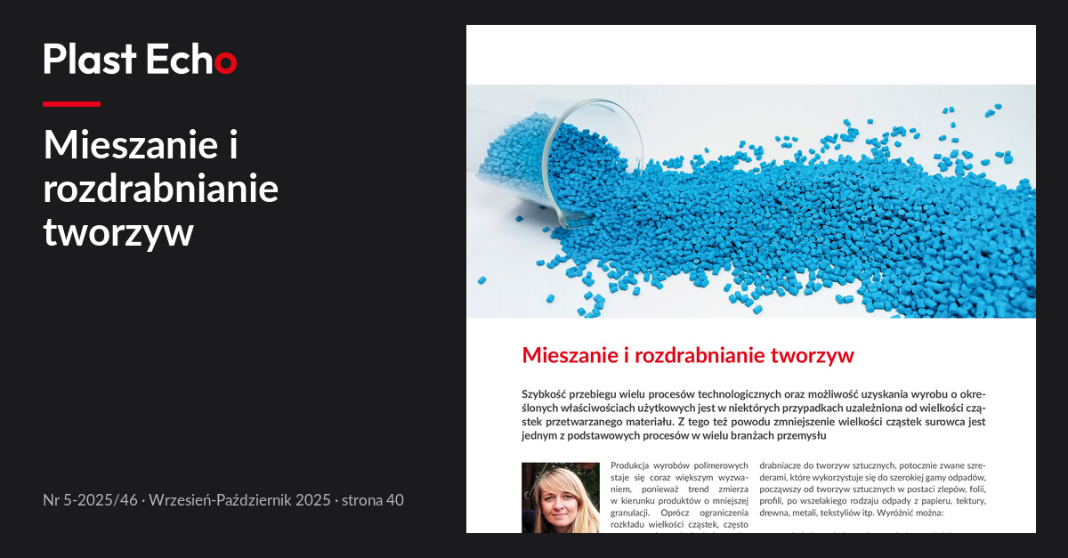 Mieszanie i rozdrabnianie tworzyw | Plast Echo 5-2025/46, Wrzesień-Październik 2025, s. 40