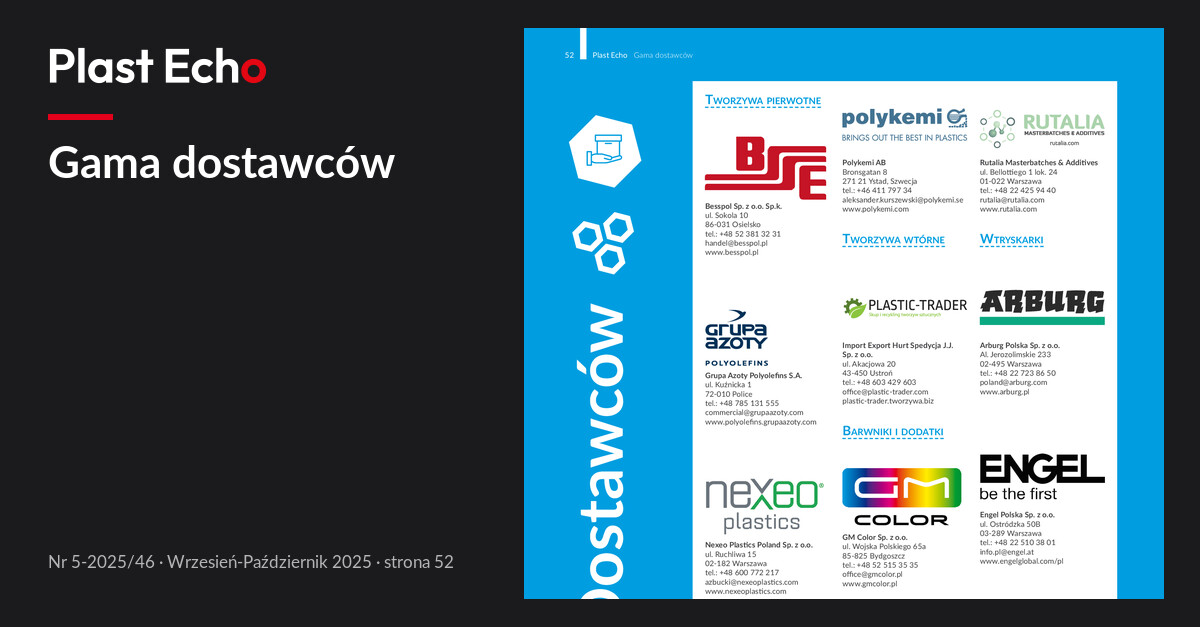 Gama dostawców | Plast Echo 5-2025/46, Wrzesień-Październik 2025, s. 52