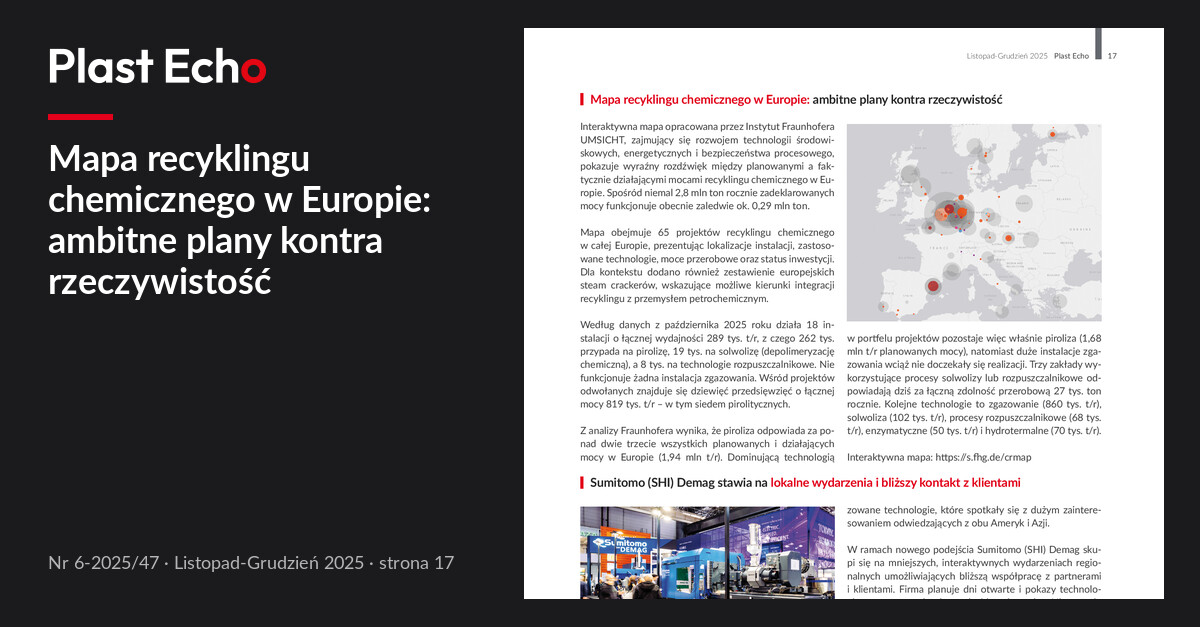 Mapa recyklingu chemicznego w Europie: ambitne plany kontra rzeczywistość | Plast Echo 6-2025/47, Listopad-Grudzień 2025, s. 17