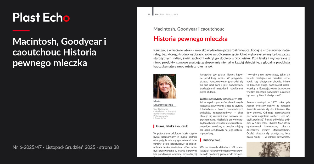 Macintosh, Goodyear i caoutchouc Historia pewnego mleczka | Plast Echo 6-2025/47, Listopad-Grudzień 2025, s. 38