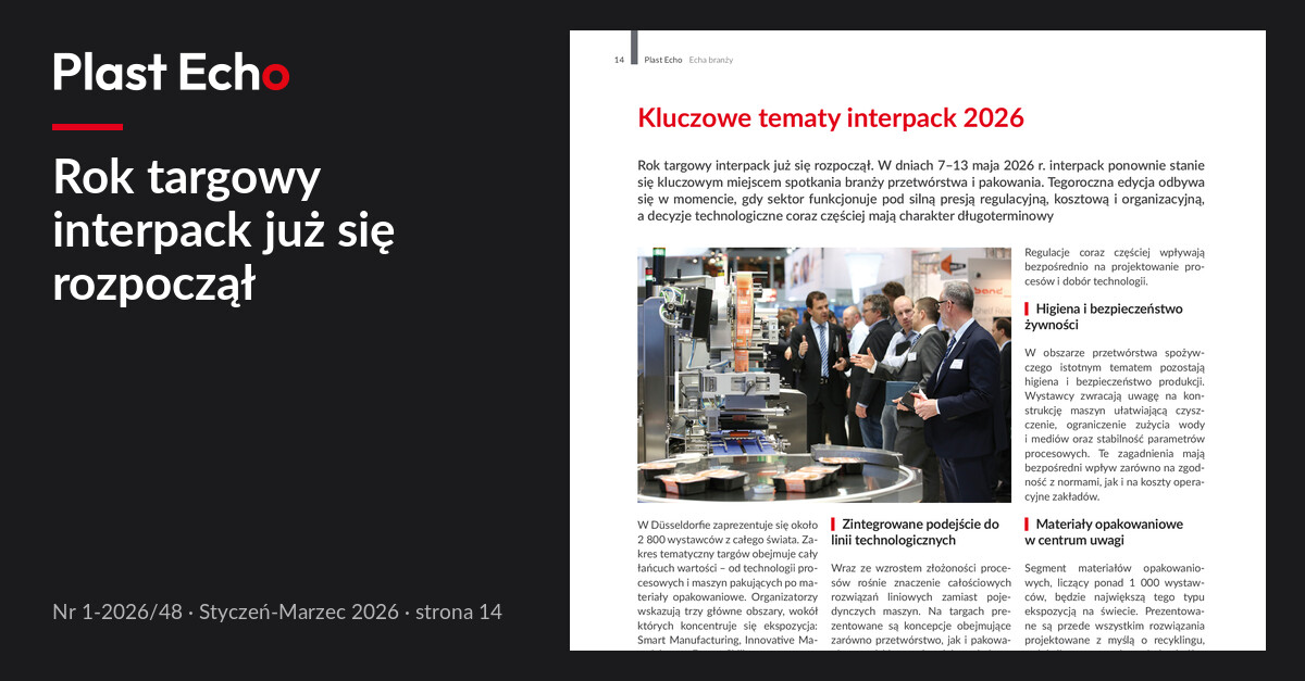 Rok targowy interpack już się rozpoczął | Plast Echo 1-2026/48, Styczeń-Marzec 2026, s. 14