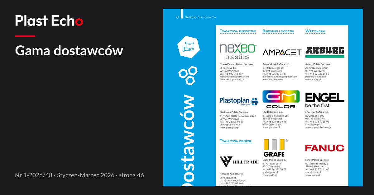 Gama dostawców | Plast Echo 1-2026/48, Styczeń-Marzec 2026, s. 46