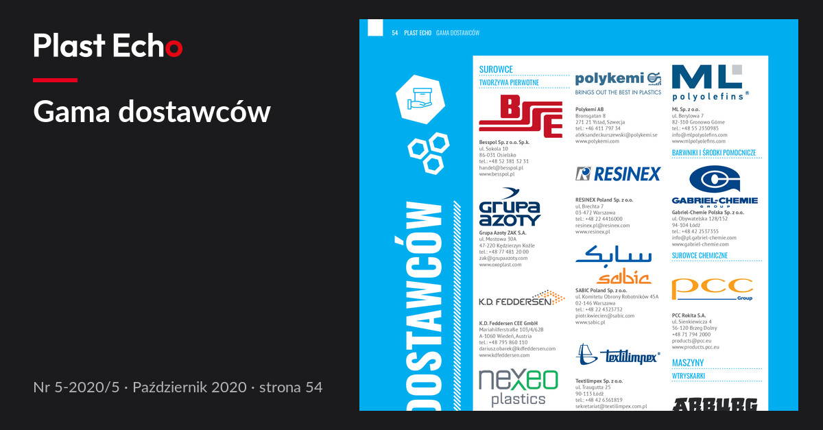 Gama dostawców | Plast Echo 5-2020/5, Październik 2020, s. 54