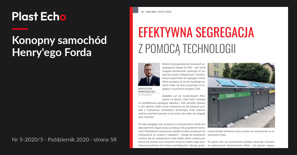 Konopny samochód Henry'ego Forda | Plast Echo 5-2020/5, Październik 2020, s. 58