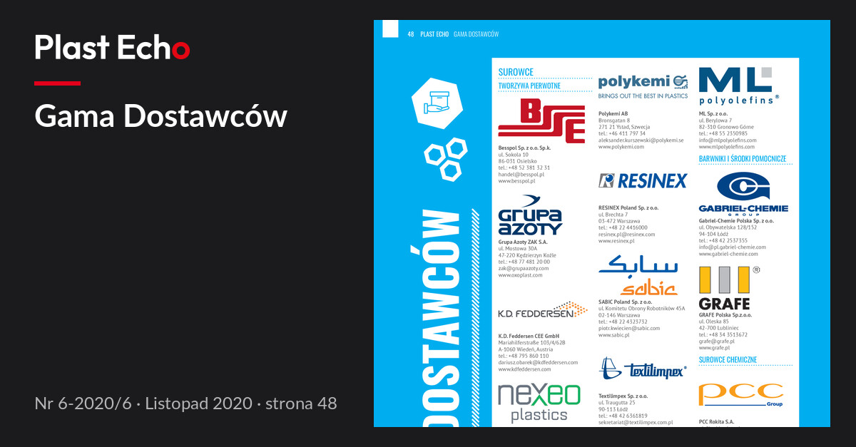 Gama Dostawców | Plast Echo 6-2020/6, Listopad 2020, s. 48