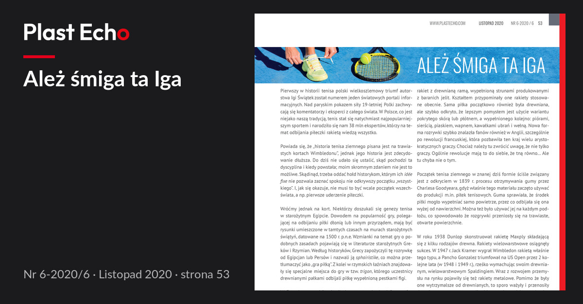 Ależ śmiga ta Iga | Plast Echo 6-2020/6, Listopad 2020, s. 53