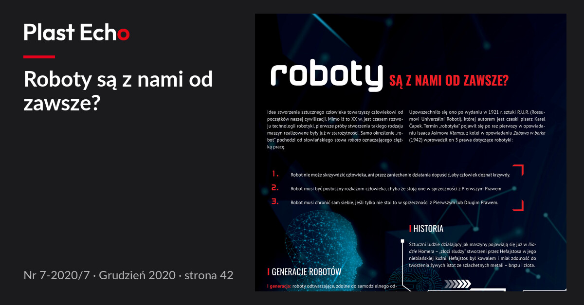 Roboty są z nami od zawsze? | Plast Echo 7-2020/7, Grudzień 2020, s. 42