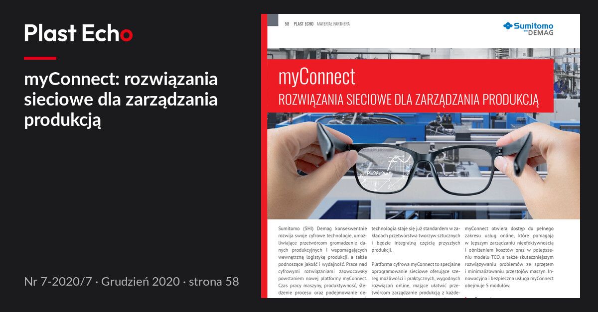 myConnect: rozwiązania sieciowe dla zarządzania produkcją | Plast Echo 7-2020/7, Grudzień 2020, s. 58