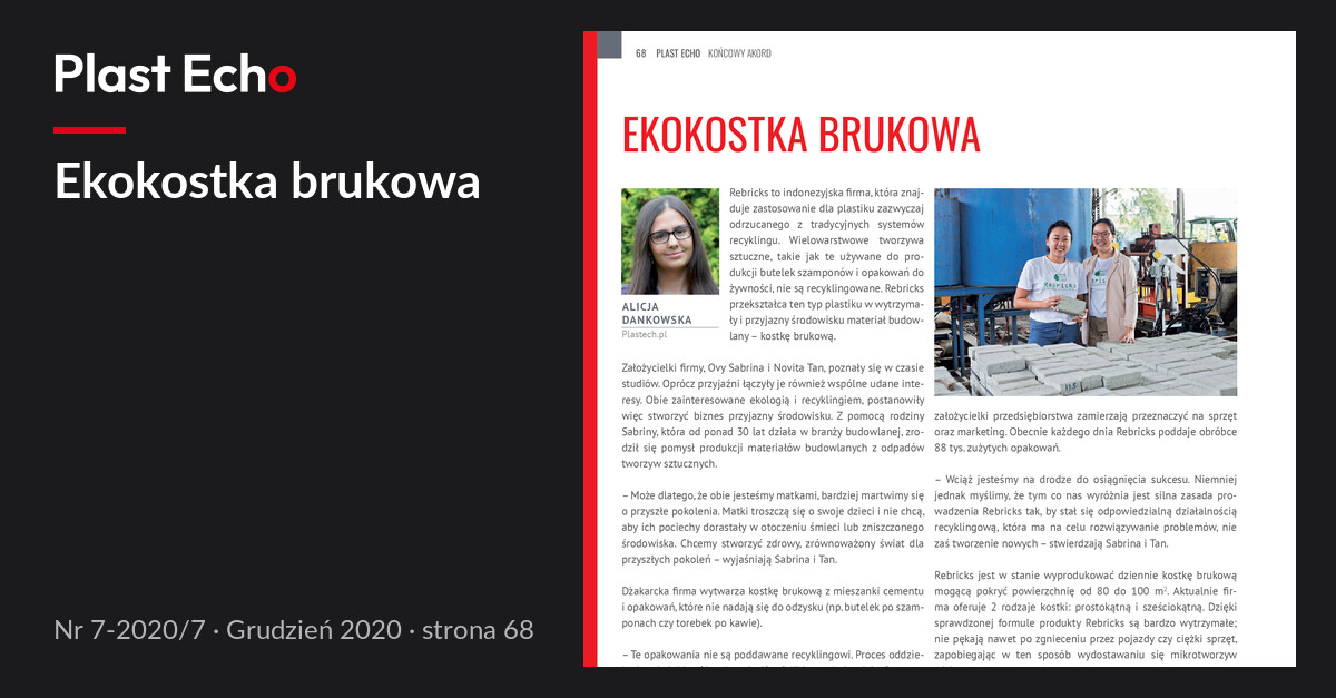 Ekokostka brukowa | Plast Echo 7-2020/7, Grudzień 2020, s. 68