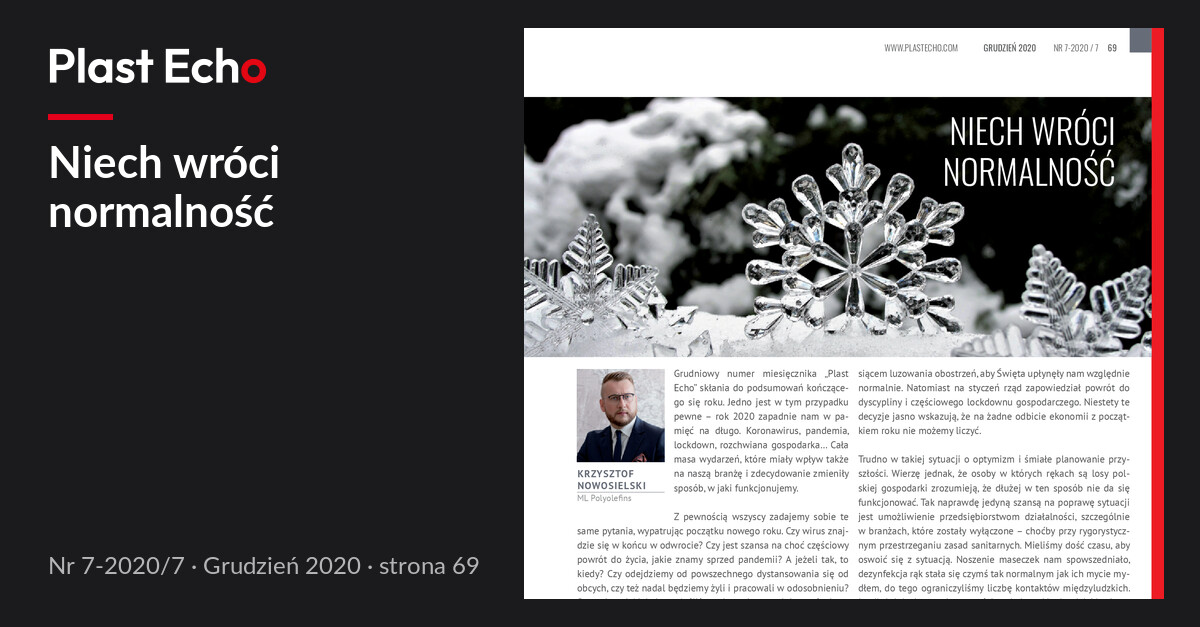 Niech wróci normalność | Plast Echo 7-2020/7, Grudzień 2020, s. 69