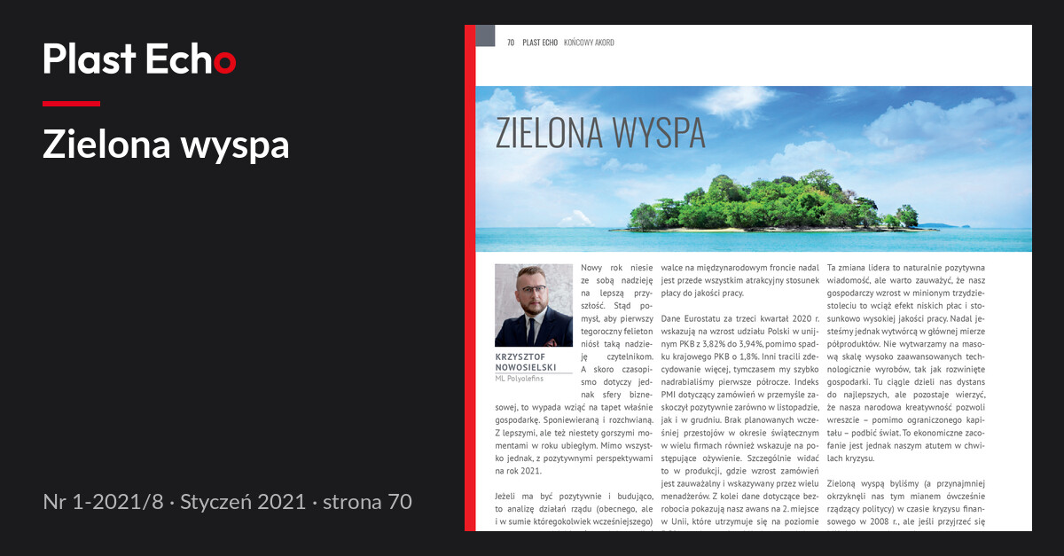 Zielona wyspa | Plast Echo 1-2021/8, Styczeń 2021, s. 70