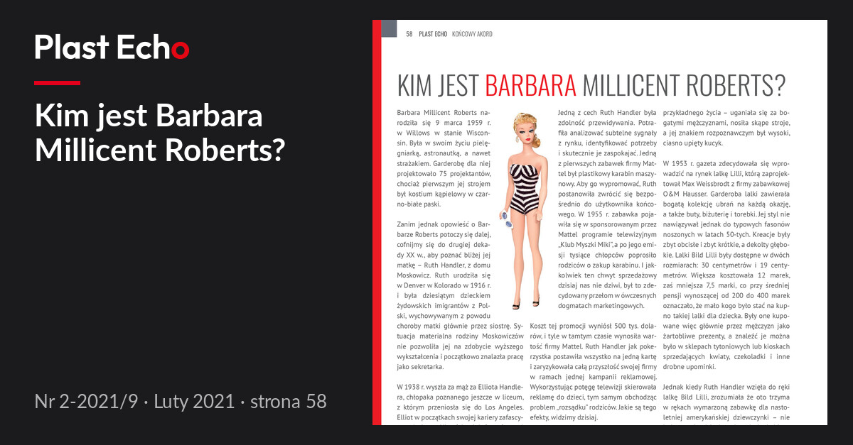 Kim jest Barbara Millicent Roberts? | Plast Echo 2-2021/9, Luty 2021, s. 58