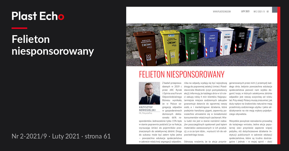 Felieton niesponsorowany | Plast Echo 2-2021/9, Luty 2021, s. 61
