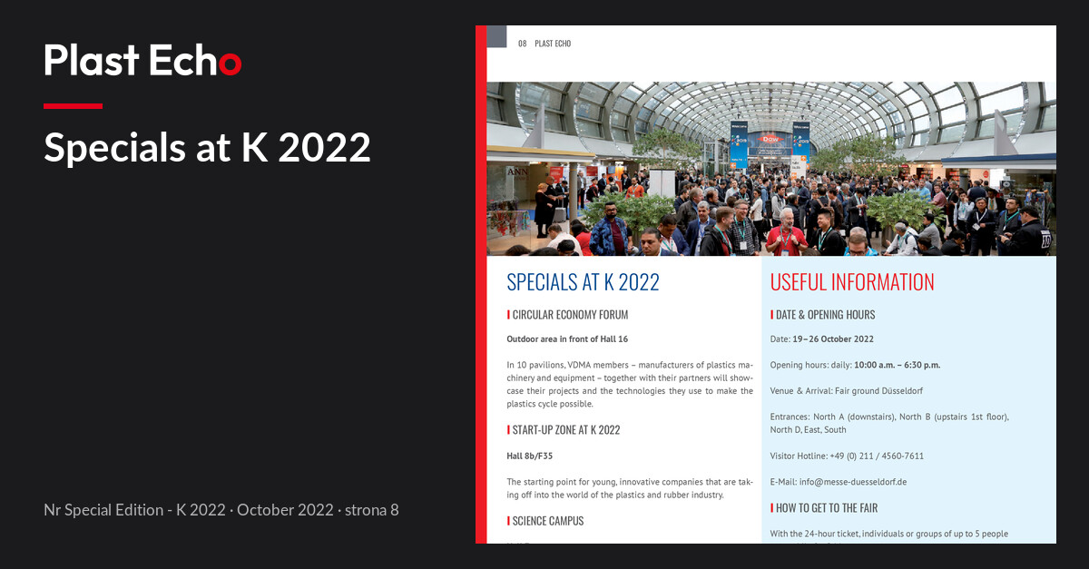 Specials at K 2022 | Plast Echo Special Edition - K 2022, October 2022, s. 8