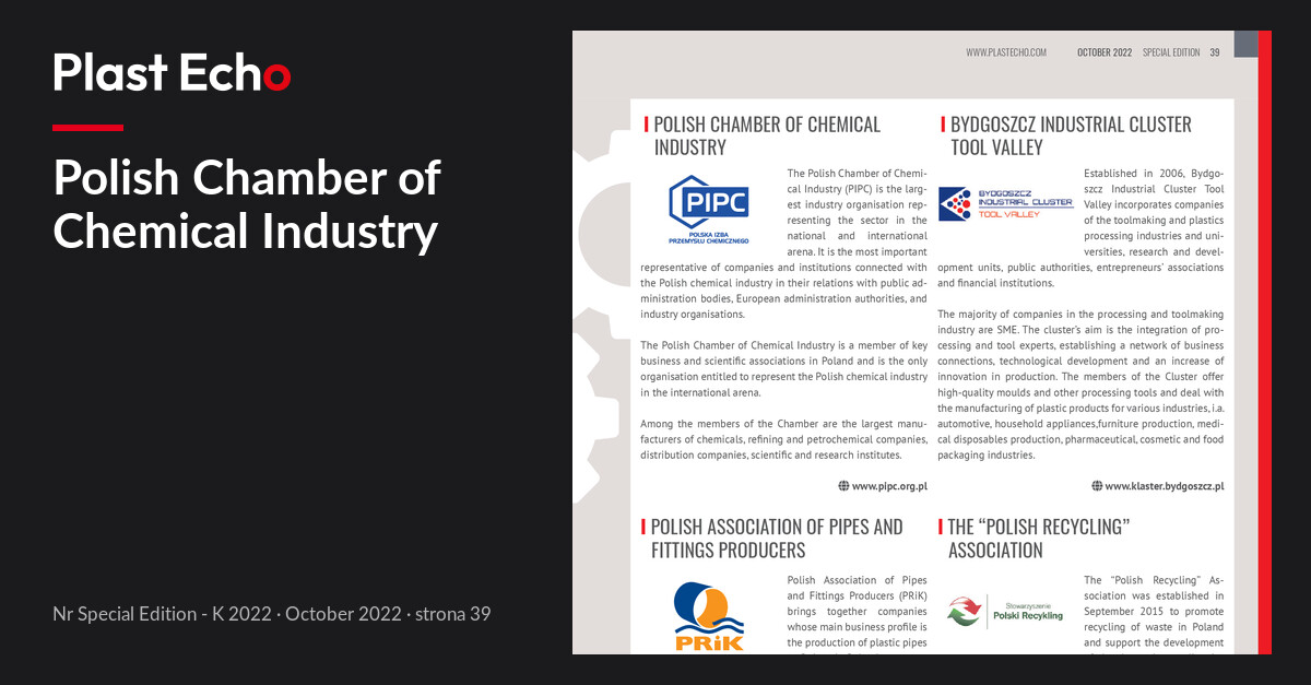 Polish Chamber of Chemical Industry | Plast Echo Special Edition - K 2022, October 2022, s. 39