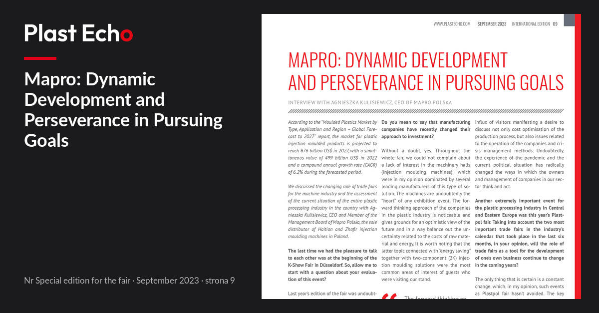 Mapro: Dynamic Development and Perseverance in Pursuing Goals | Plast Echo Special edition for the fair, September 2023, s. 9