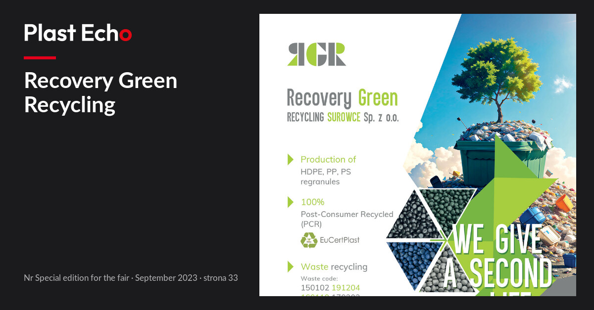 Recovery Green Recycling | Plast Echo Special edition for the fair, September 2023, s. 33