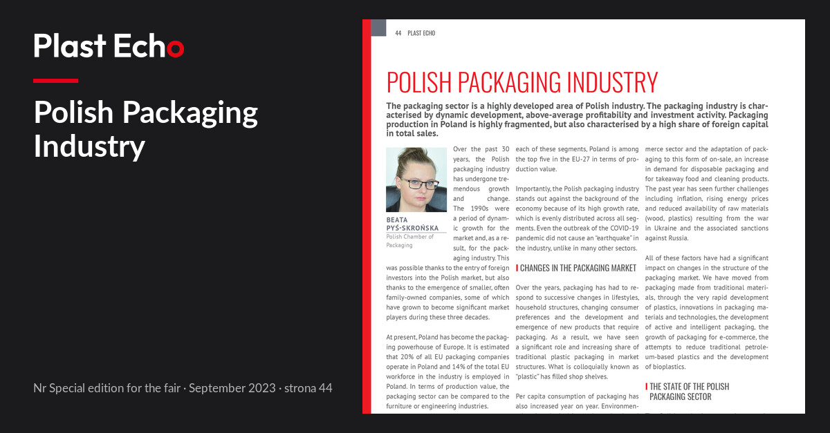 Polish Packaging Industry | Plast Echo Special edition for the fair, September 2023, s. 44