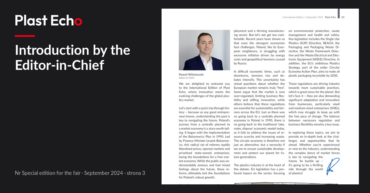 Introduction by the Editor-in-Chief | Plast Echo Special edition for the fair, September 2024, s. 3