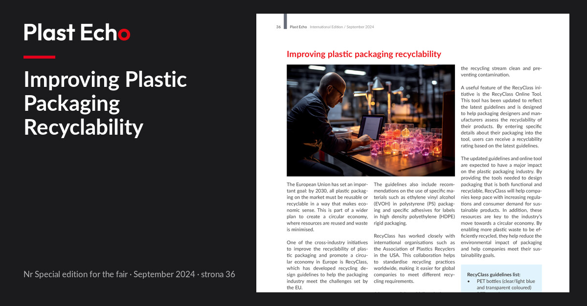 Improving Plastic Packaging Recyclability | Plast Echo Special edition for the fair, September 2024, s. 36